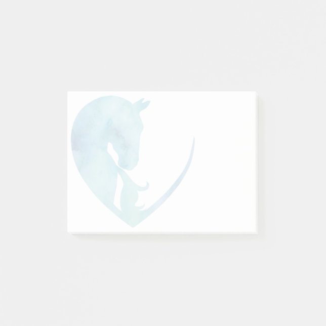 Cheval dans le coeur - Bleu Post-it Notes (Devant)
