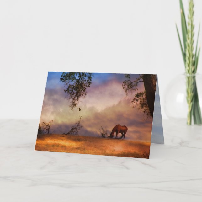 Cheval dans l'équine du vent Carte de Sympathie (Devant)