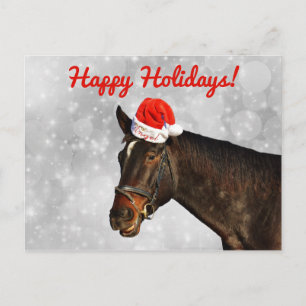 Cheval dans une carte postale Casquette de Noël