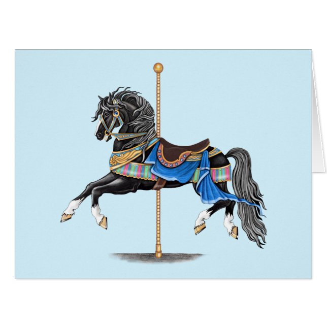 Cheval de Carrousel Noir (Devant horizontal)