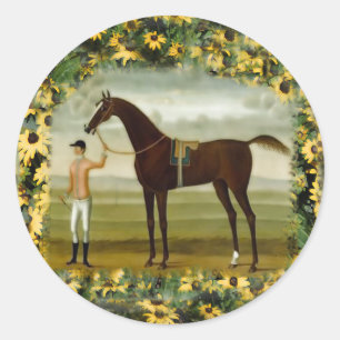 Cheval de course et autocollant de jockey