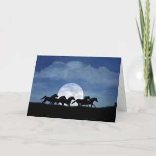 Cheval de course et carte d'anniversaire de la Lun