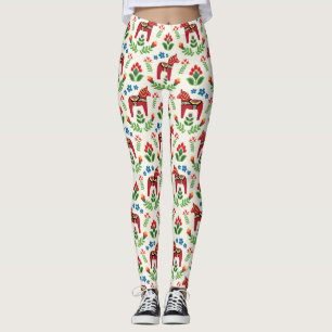 Cheval de Dala suédois Leggings rouges