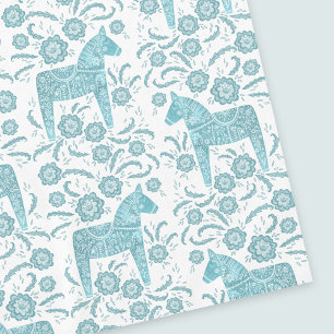 Cheval de Dala suédois Nappe Turquoise et blanche