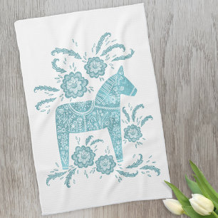 Cheval de Dala suédois Serviette de cuisine Turquo