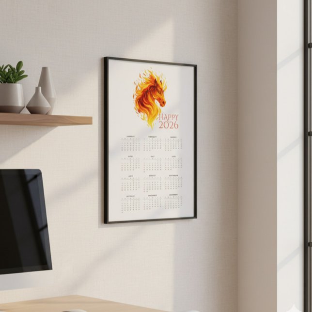 Cheval de Feu Calendrier 2026 Poster (Créateur téléchargé)