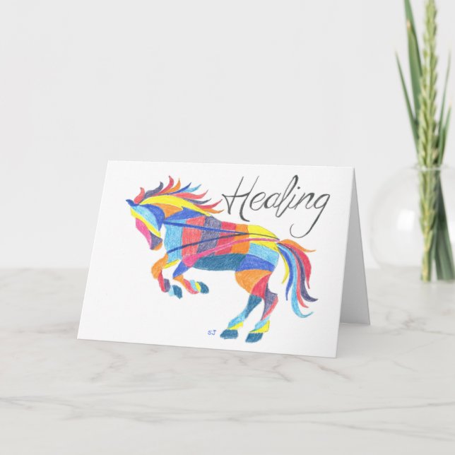 Cheval de guérison de carte plié par Sherry Jarvis (Devant)