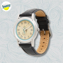 Cheval de mer marin Steampunk Montre en cuir noir