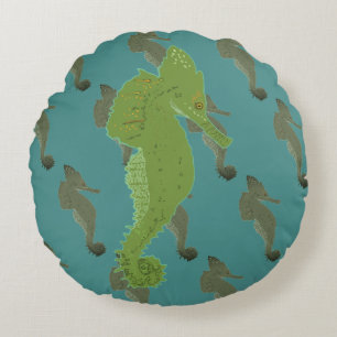 Cheval de mer, Poisson Art coussin rond