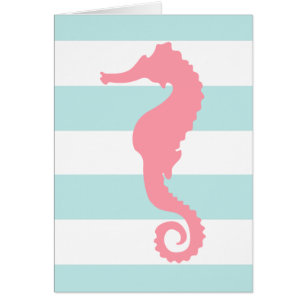 Cheval de mer rose sur les rayures de menthe