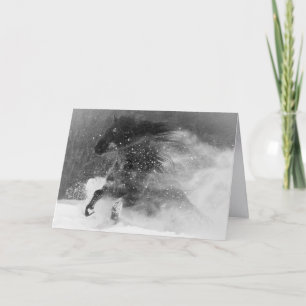 Cheval de Neige foncé - Carte de voeux Cheval