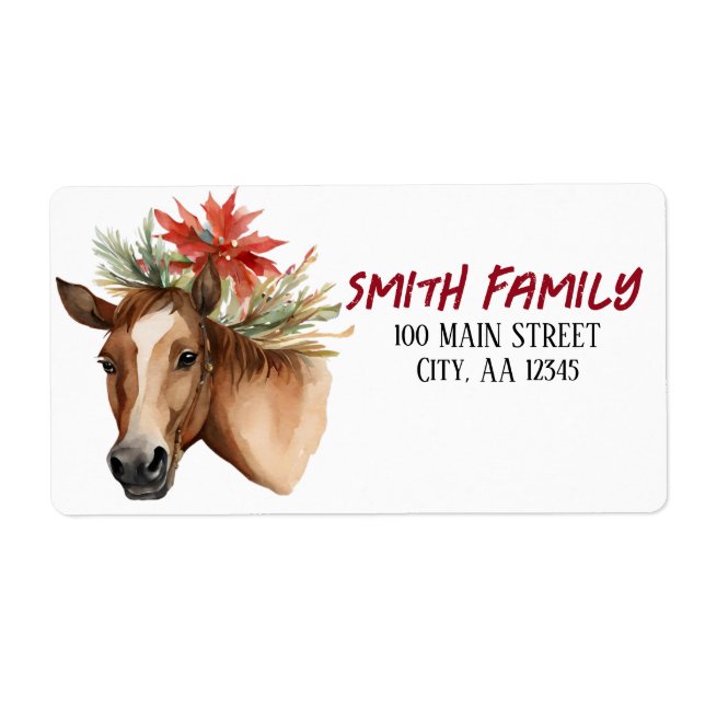 Cheval de Noël en aquarelle (Devant)