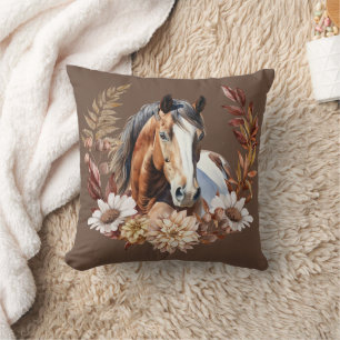 Cheval de peinture de baie Oreiller de couronne d'
