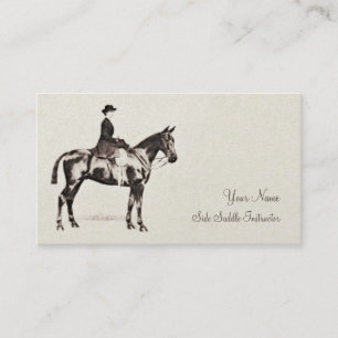 Cheval de selle de femme et carte de visite de