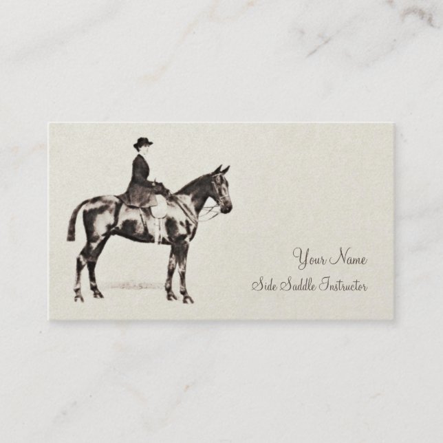 Cheval de selle de femme et carte de visite de (Devant)