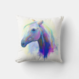 Cheval de tête Abstrait multicolore coussin