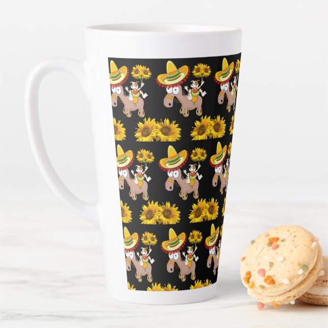 Cheval de tournesol Mug latte florale (En situation)