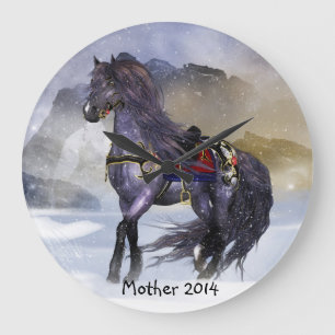 Cheval d'hiver, équine ronde (grande horloge mural