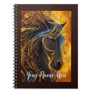 Cheval d'Imaginaire en Noir & Or, Carnet modifiabl