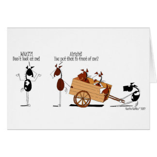 Cheval drôle devant la bande dessinée de chariot