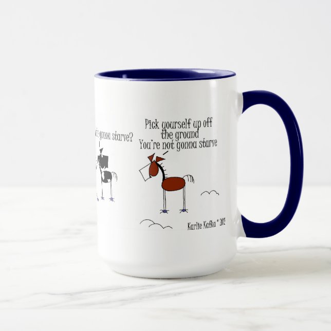 Cheval drôle jetant une tasse de bande dessinée (Droite)