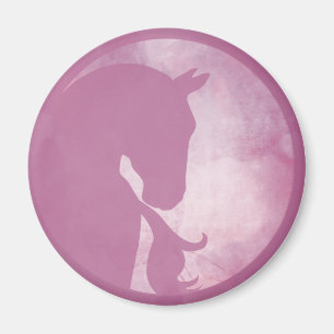 Cheval en cercle - Aimant rose