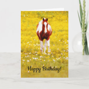 Cheval en Fleur sauvage Carte d'anniversaire