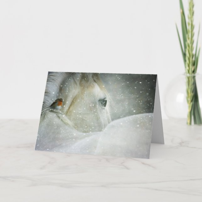 cheval en hiver carte de voeux (Devant)