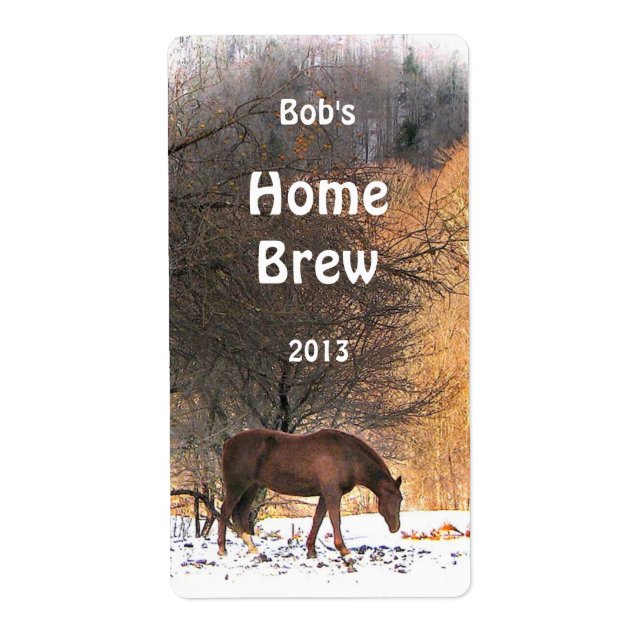 Cheval en hiver Étiquette de bière (Devant)