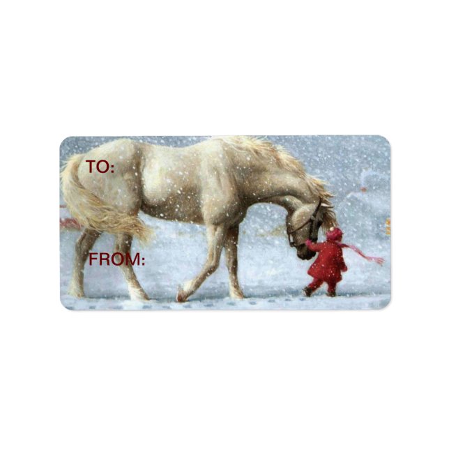 Cheval en Stickers Cadeau Neige (Devant)