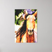 *~* Cheval Equine AR22 Mane noir toile d'art Impri
