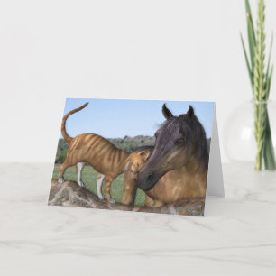 Cheval et chat, Carte de voeux "Love Thew-Purr"