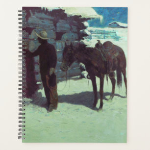 Cheval et Cowboy neige hivernale