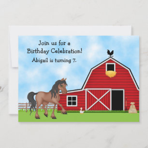 Cheval et ferme Invitation d'anniversaire