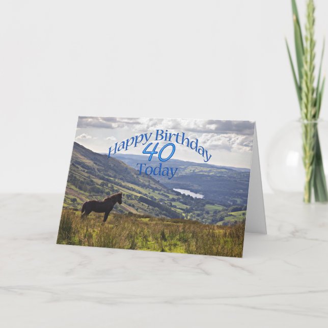 Cheval et paysage 40e anniversaire carte (Devant)
