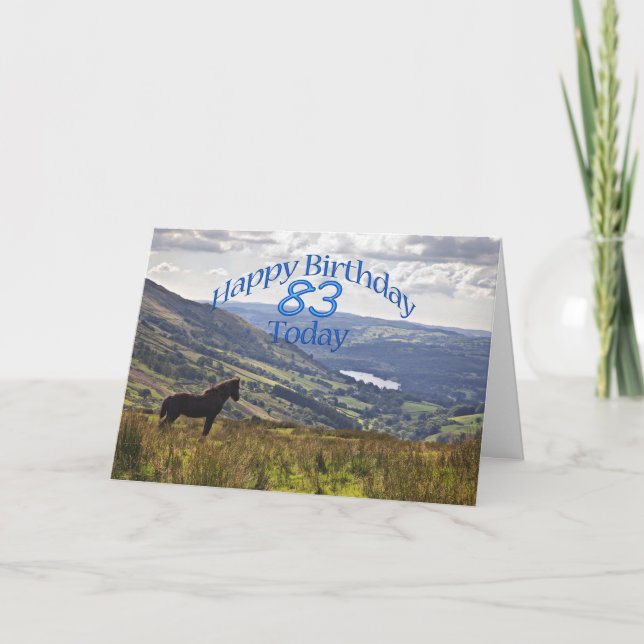 Cheval et paysage Carte 83e anniversaire (Devant)