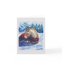 Cheval Fjord en Aquarelle de neige - Carte de voeu