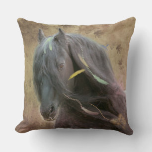 Cheval friésien de beauté noire - Coussin