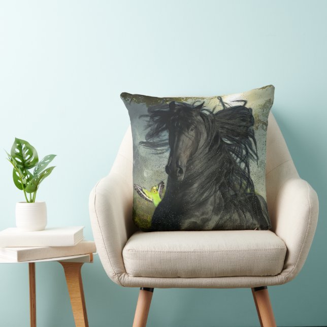 Cheval friésien de beauté noire - Coussin (Chaise)