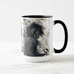 Cheval frison majestueux par la tasse de Bihrle
