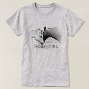 Cheval Girl - Personnaliser - T-shirt noir et blan