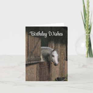 Cheval gris à la carte de voeux Stable Door