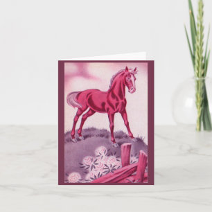 cheval heureux en rose