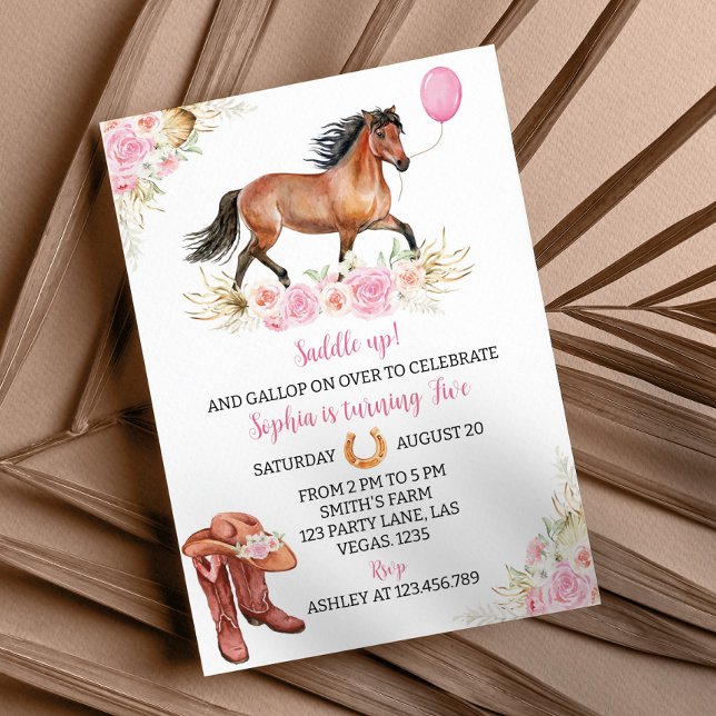 Cheval Invitation Anniversaire Cowgirl (Créateur téléchargé)