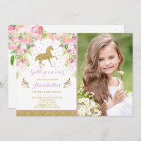 Cheval Invitation Anniversaire Floral Pink Gold Ho