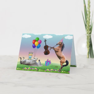 Cheval Jouant La Carte D'Anniversaire Du Violon