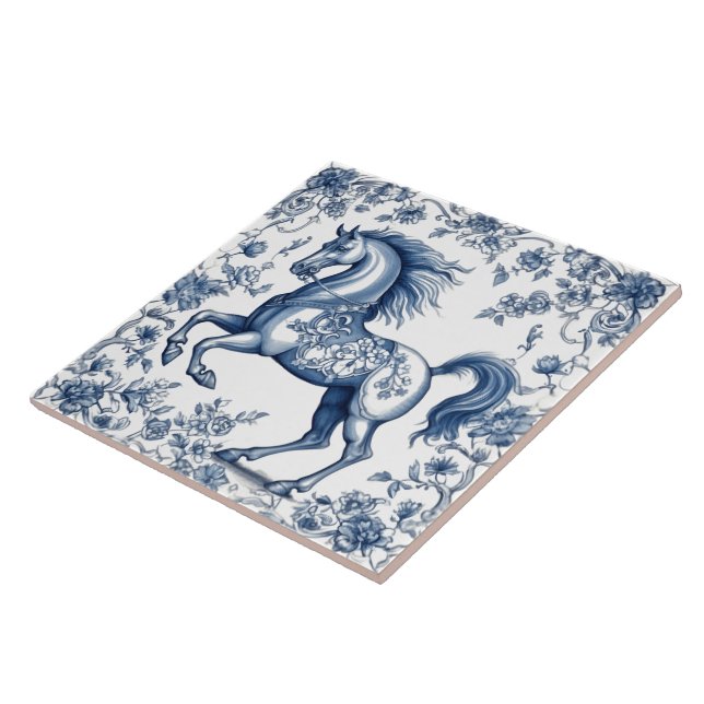Cheval Majestic sur les carreaux Indigo (Côté)