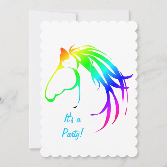 Cheval multicolore Arc-en-ciel Invitation personna (Devant)
