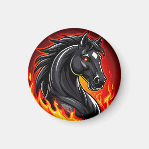 Cheval Noir Fougueux Aimant Yeux Brûlants Cadeau