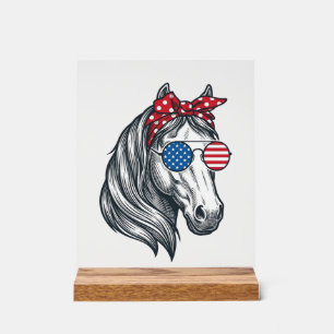 Cheval Patriotique Avec Lunettes De Soleil Drapeau